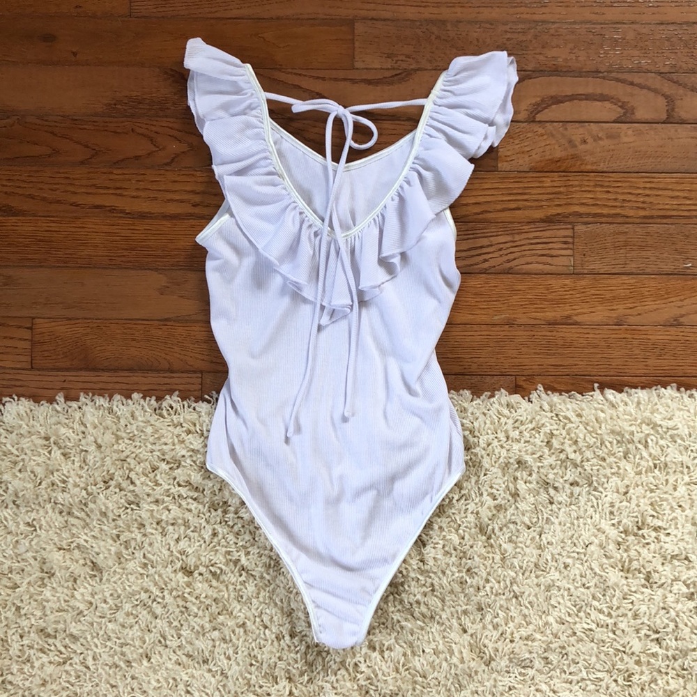 Altar’d State White Ruffle Bodysuit Tank - Picture 4 of 6